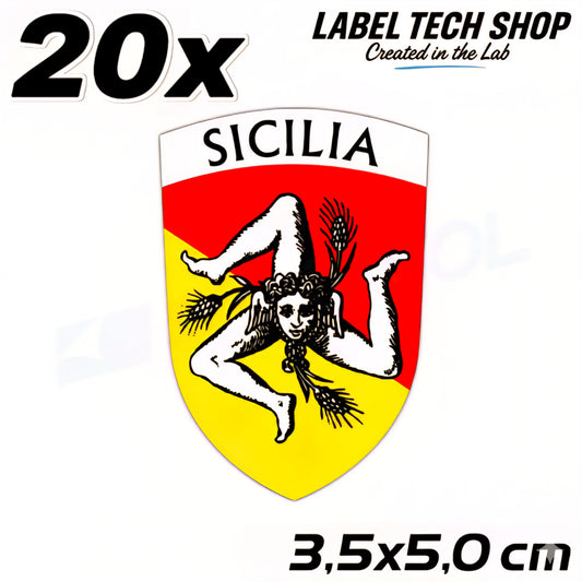 20x Sizilien Aufkleber – Sicilia Sicily Flagge Wappen Sticker 3,5x5,0cm (017)