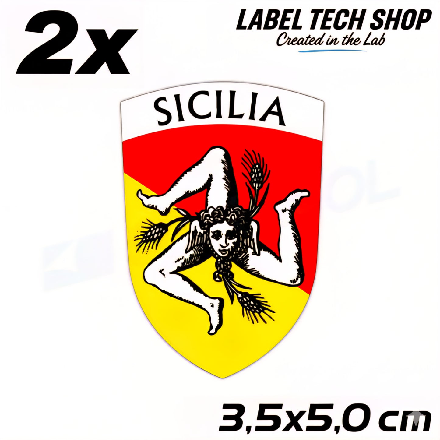 2x Sizilien Aufkleber – Sicilia Sicily Flagge Wappen Sticker 3,5x5,0cm (017)