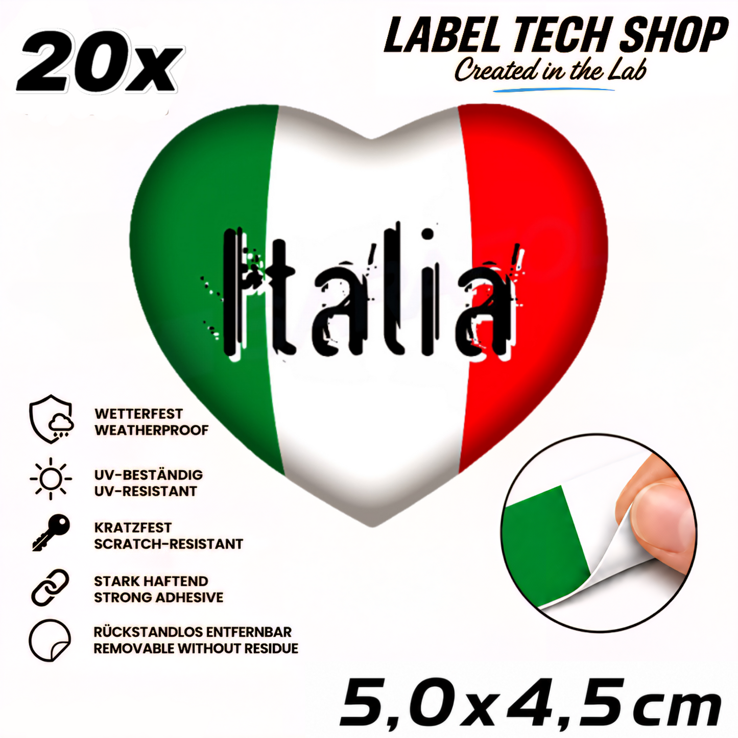 🇮🇹 Italy Sticker Heart Italian Sticker Heart Adesivo Cuore Italiano Flag Car Helmet 5.0x4.0cm NO.060