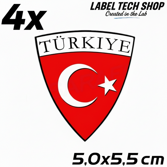 4x Türkei Aufkleber Türkiye Turkey Bayrak Flagge Wappen Sticker 5,0x5,5cm (007)