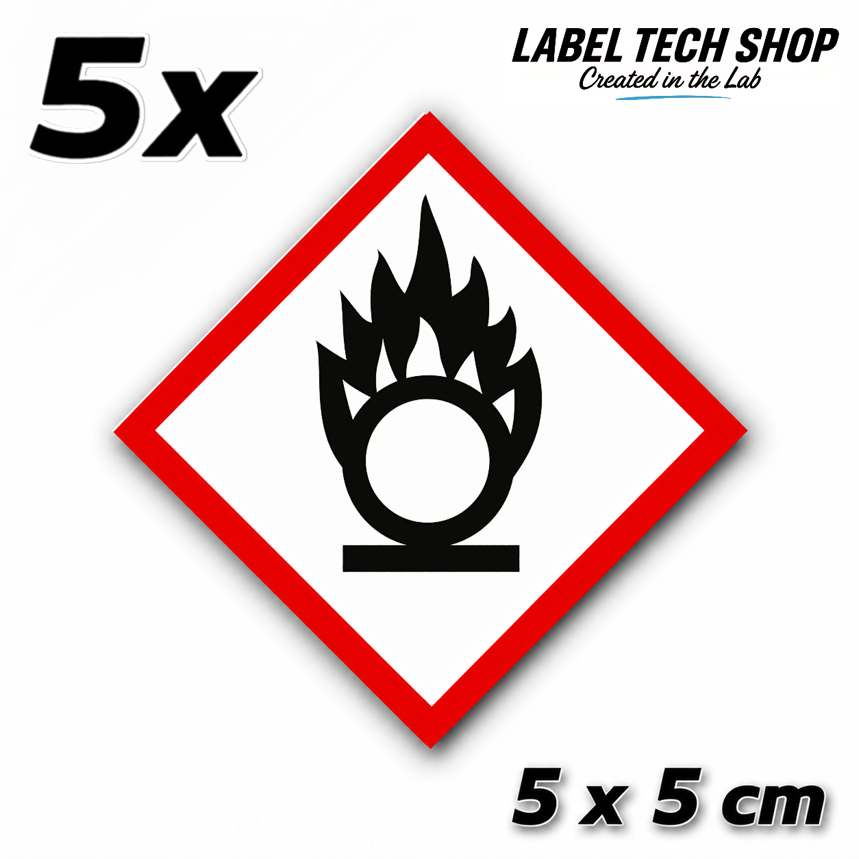 GHS03 Oxidizing Hazard Sticker Chemical Hazard Symbol Dangerous Goods Chemistry Laboratory Label according to CLP / GHS Occupational Safety