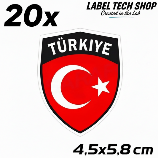 20x Türkei Aufkleber Türkiye Turkey Bayrak Flagge Emblem Sticker 4,5x5,8cm (101)