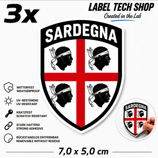 3x Sardinien Aufkleber Sardegna Sardinia Flagge Wappen Sticker 7,0x5,0cm (008)