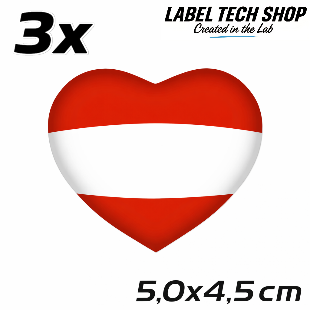 Österreich Austria Herz Aufkleber – Austria Flag Heart Sticker – Auto Laptop Helm 5,0 × 4,5 cm (050)