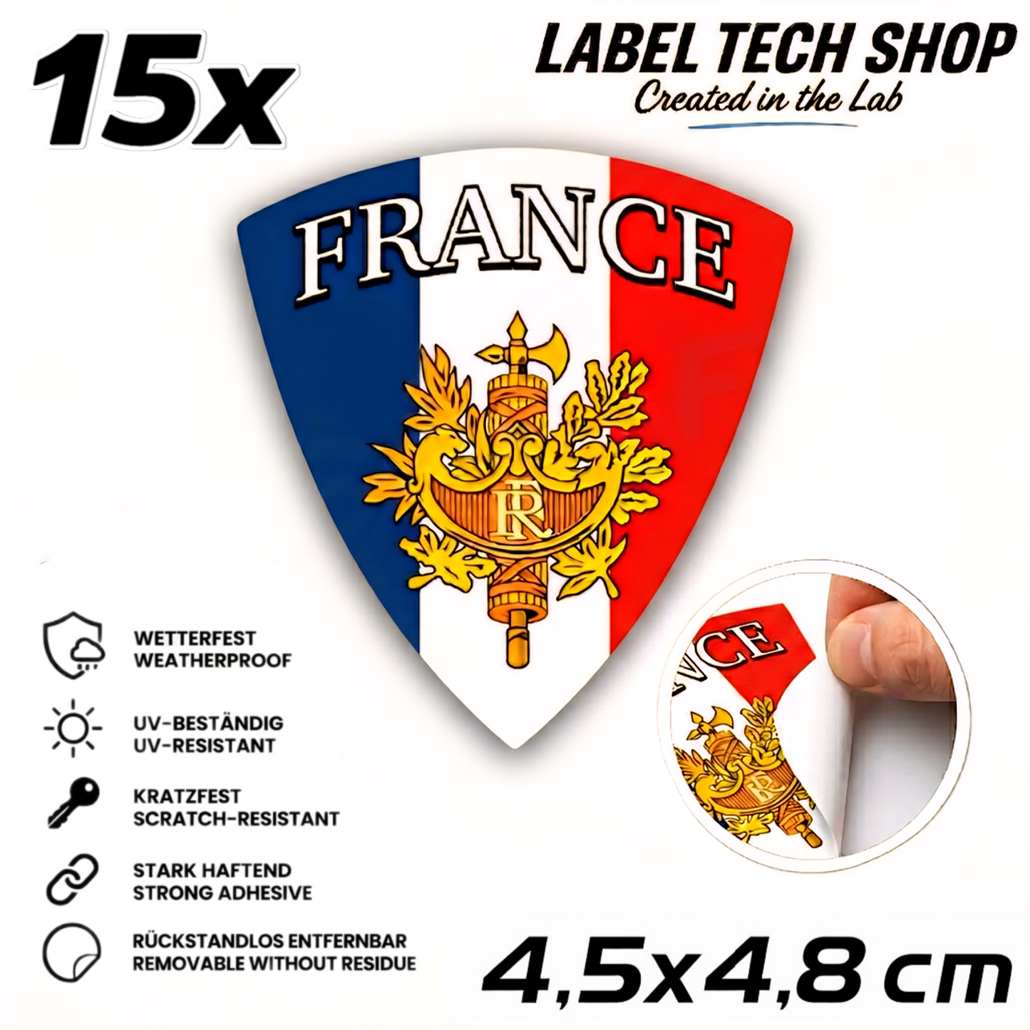 🇫🇷 Frankreich Wappen Aufkleber France Sticker Autocollant France Emblem Auto Helm 4,5x4,8cm NR.020