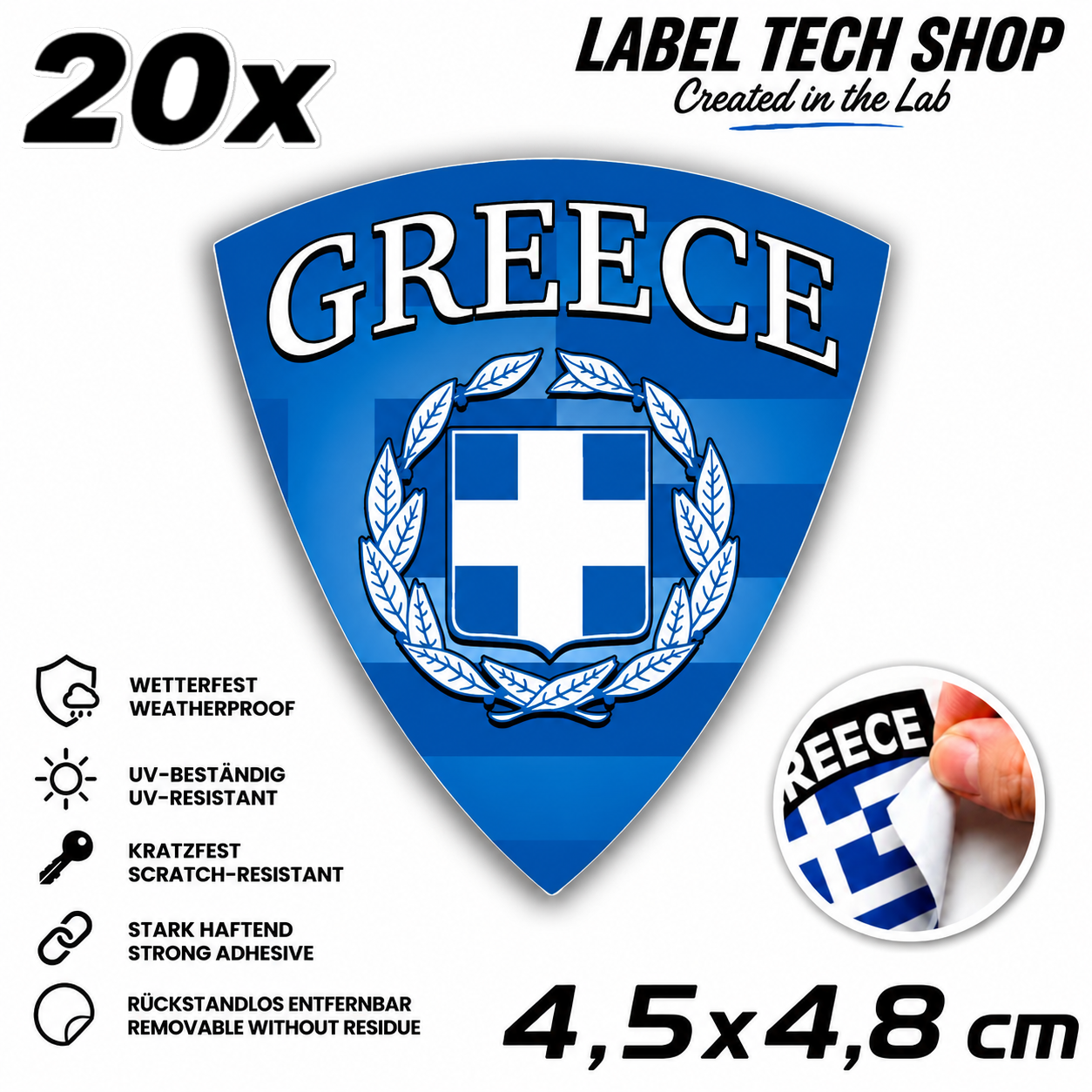 🇬🇷 Greece Sticker Αυτοκόλλητο Ελλάδας Greece Sticker Flag Flagge Wappen Emblem Auto Helm 4,5x4,8cm NR.115