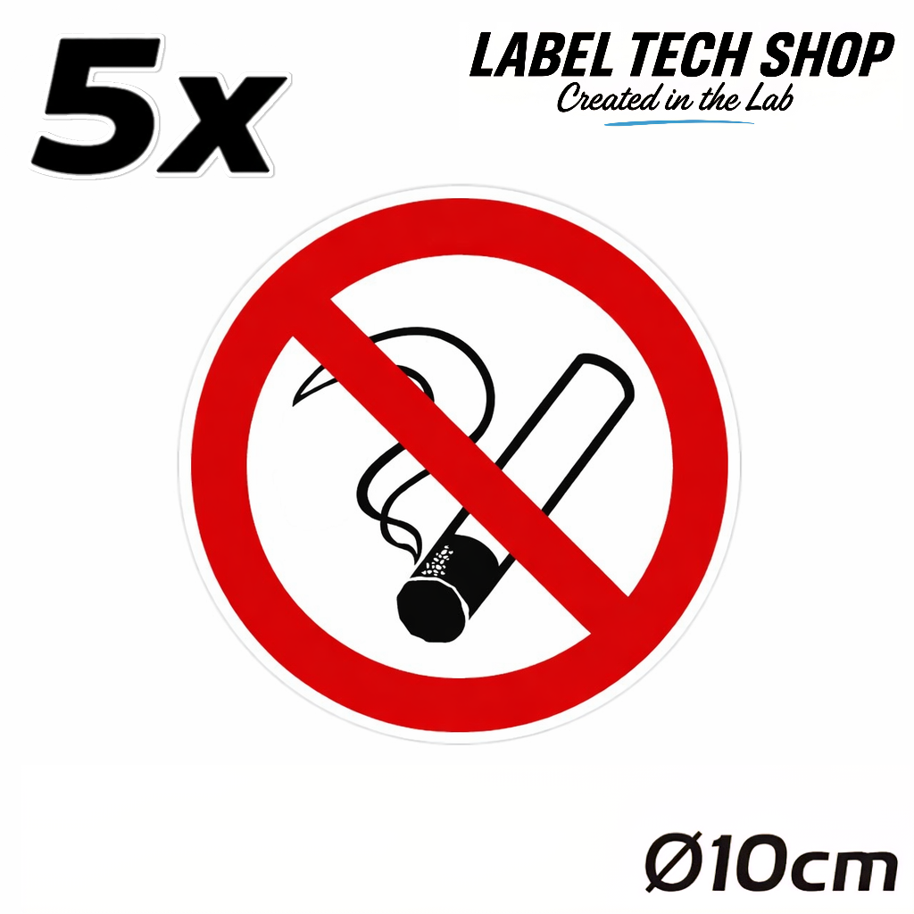 Rauchen verboten Aufkleber Ø10cm – No Smoking Sticker – No Fumar Hinweiszeichen Innen & Außen – Verbotsschild (127)