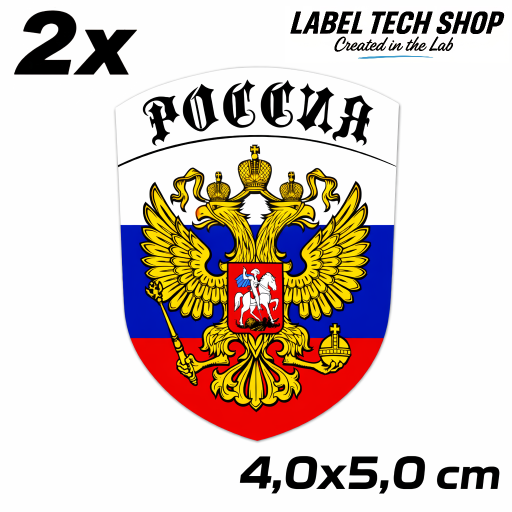 Russland Russia Russland Wappen Aufkleber – Россия Emblem Sticker – 4,0 × 5,0 cm (014)