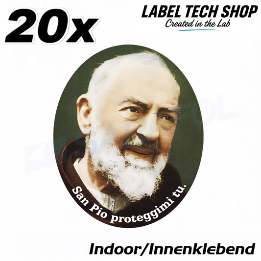20x Padre Pio Aufkleber Adesivo Innenklebend Indoor Sticker Catholic 4,5x5,0 cm (028)