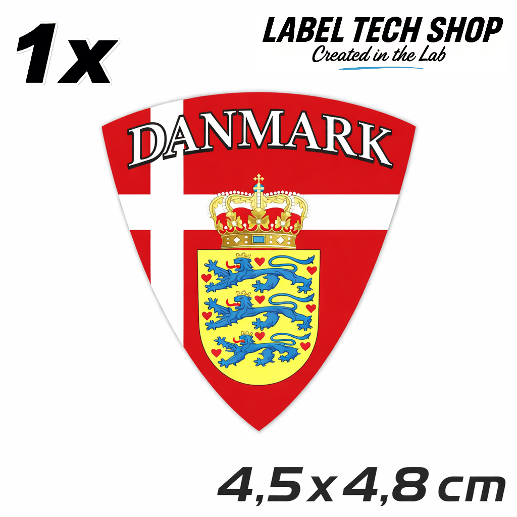Dänemark Aufkleber Denmark Sticker Wappen Danmark Klistermærke – Coat of Arms – 4,5 × 4,8 cm (110)