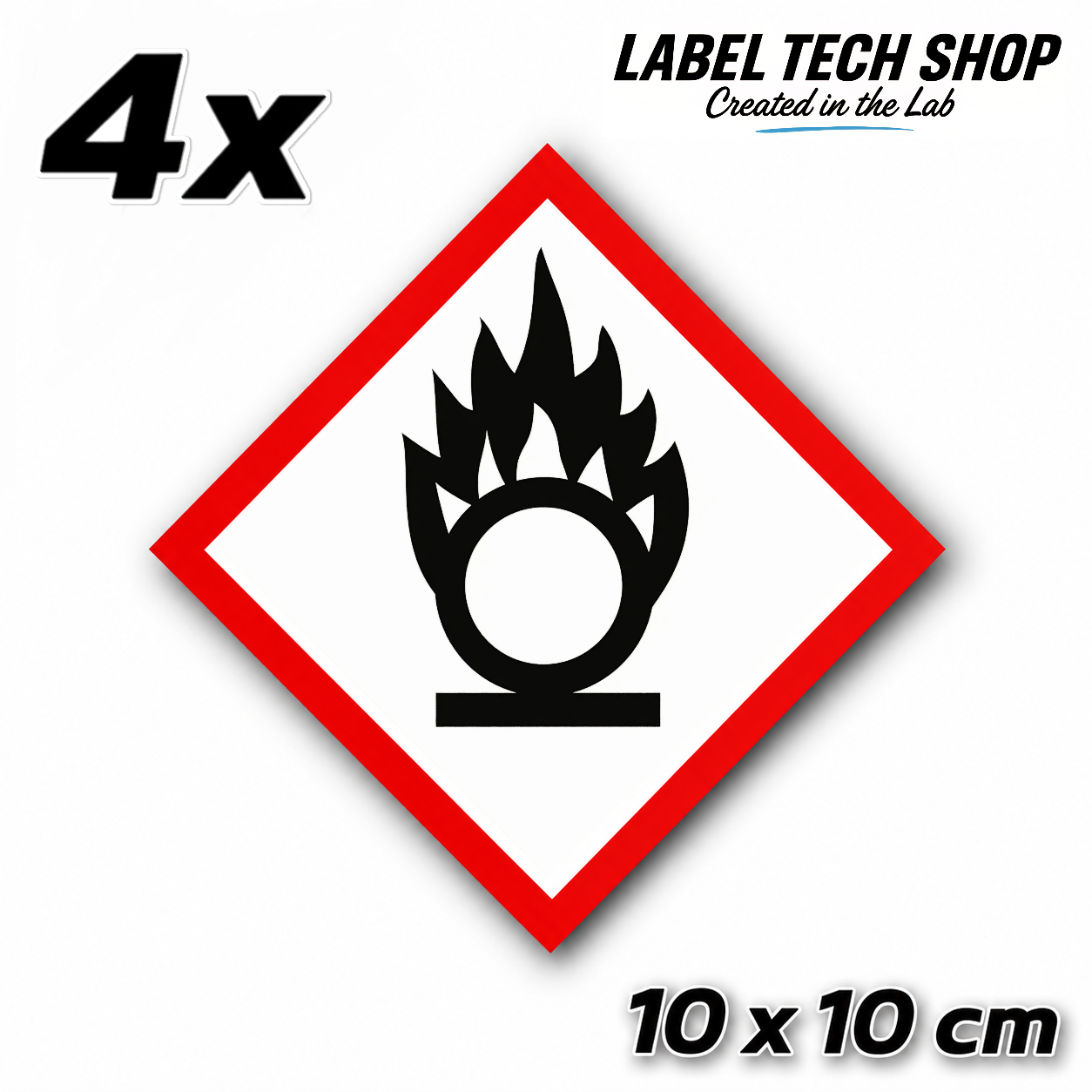 GHS03 Oxidizing Hazard Sticker Chemical Hazard Symbol Dangerous Goods Chemistry Laboratory Label according to CLP / GHS Occupational Safety