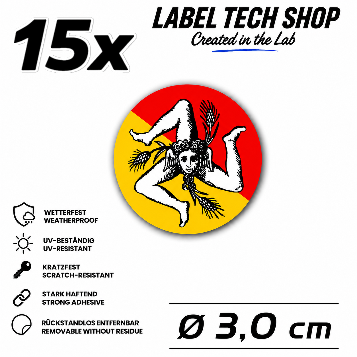 Sizilien Aufkleber Adesivo Siciliano Sicilia Sicily Sticker Flagge Wappen Emblem Auto Helm Ø3cm NR.030