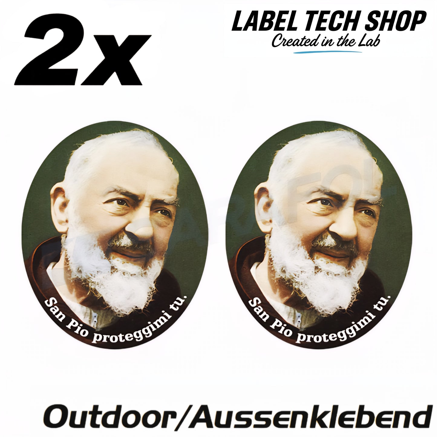 2x Padre Pio Aufkleber Sticker Außenklebend Katholisch Catholic 4,5x5,0 cm (027)