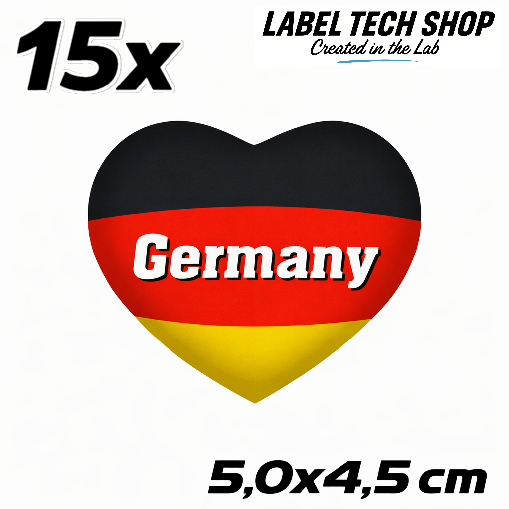 Deutschland Herz Aufkleber (059) – Germany Heart Sticker – Deutschland Flagge – 5,0 × 4,5 cm