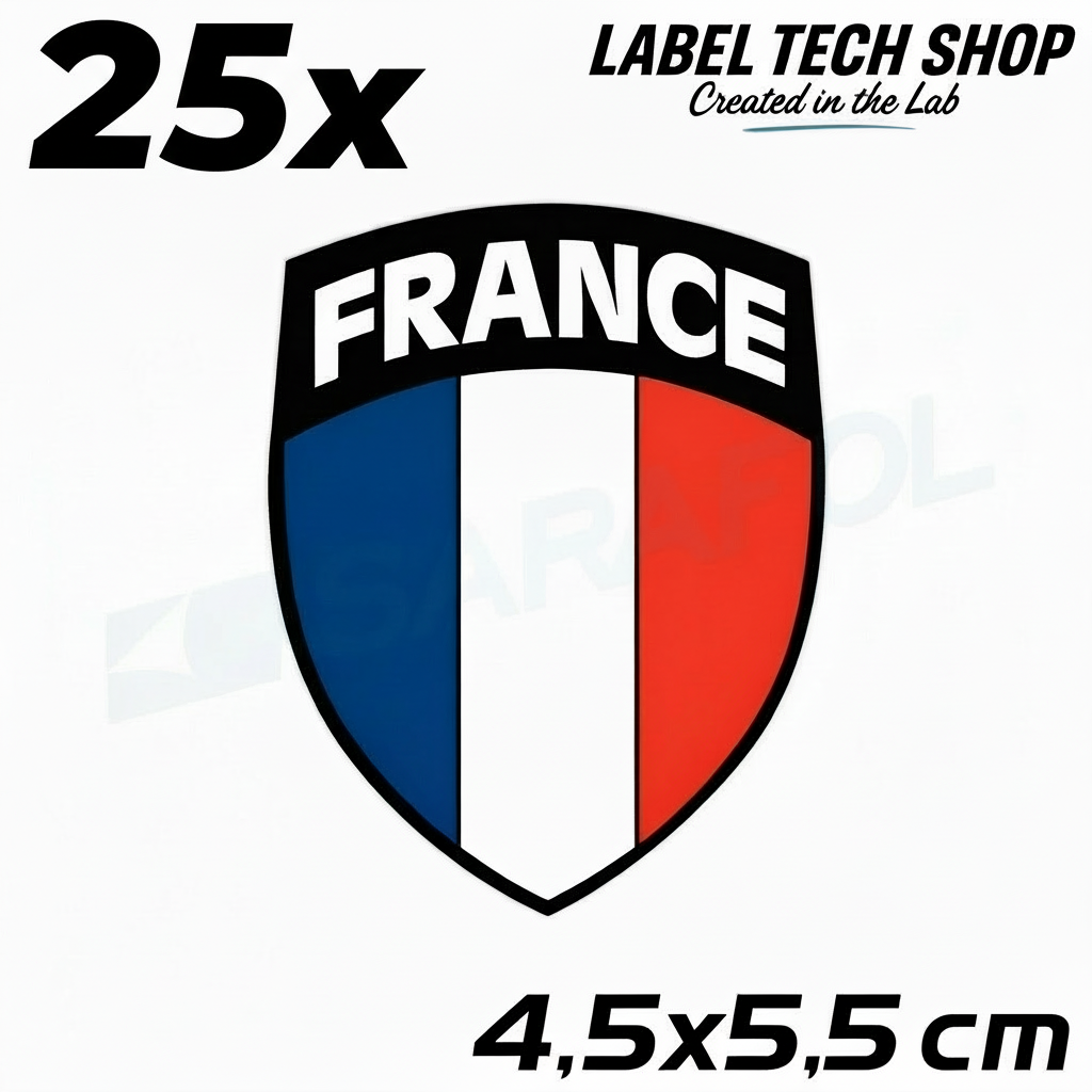 25x France Stickers France France Flag Sticker 4.5x5.5cm (040)