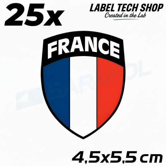 25x Frankreich Aufkleber France Francia Flagge Sticker 4,5x5,5cm (040)