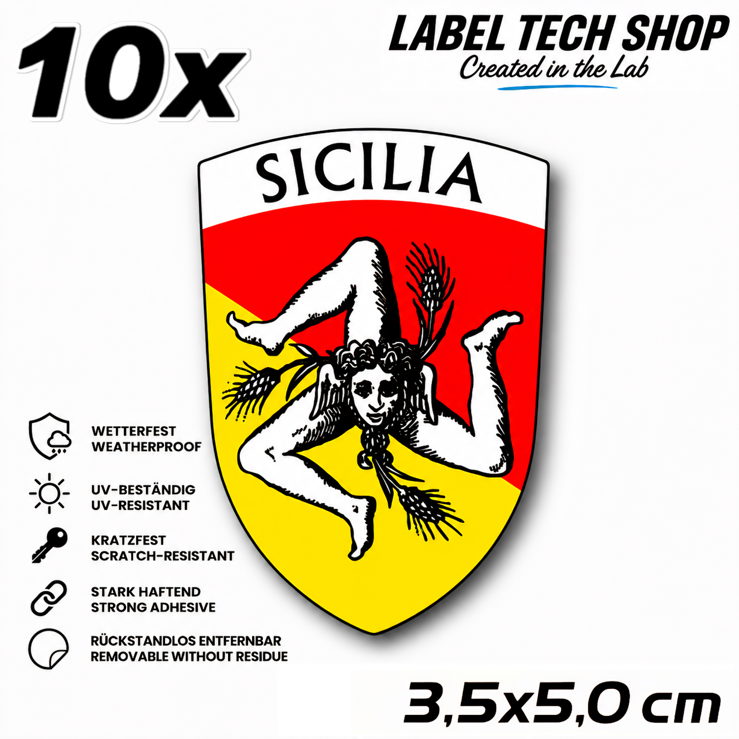 Sizilien Aufkleber Adesivo Siciliano Sicilia Sicily Sticker Flagge Wappen Emblem Auto Helm 3,5x5,0cm NR.017