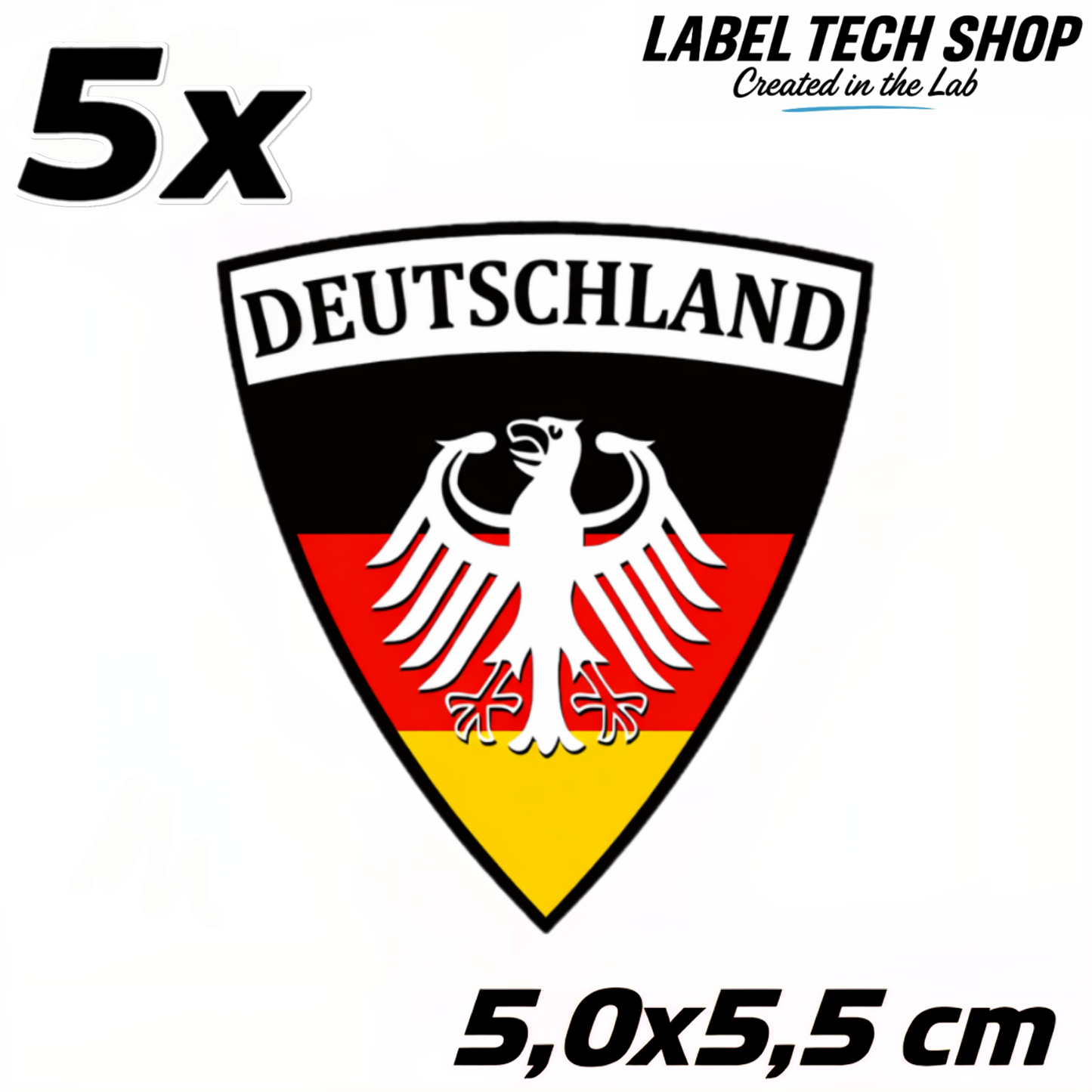 Deutschland Emblem Aufkleber (022) – 5,0 x 5,5 cm – Germany Adler Wappen Sticker